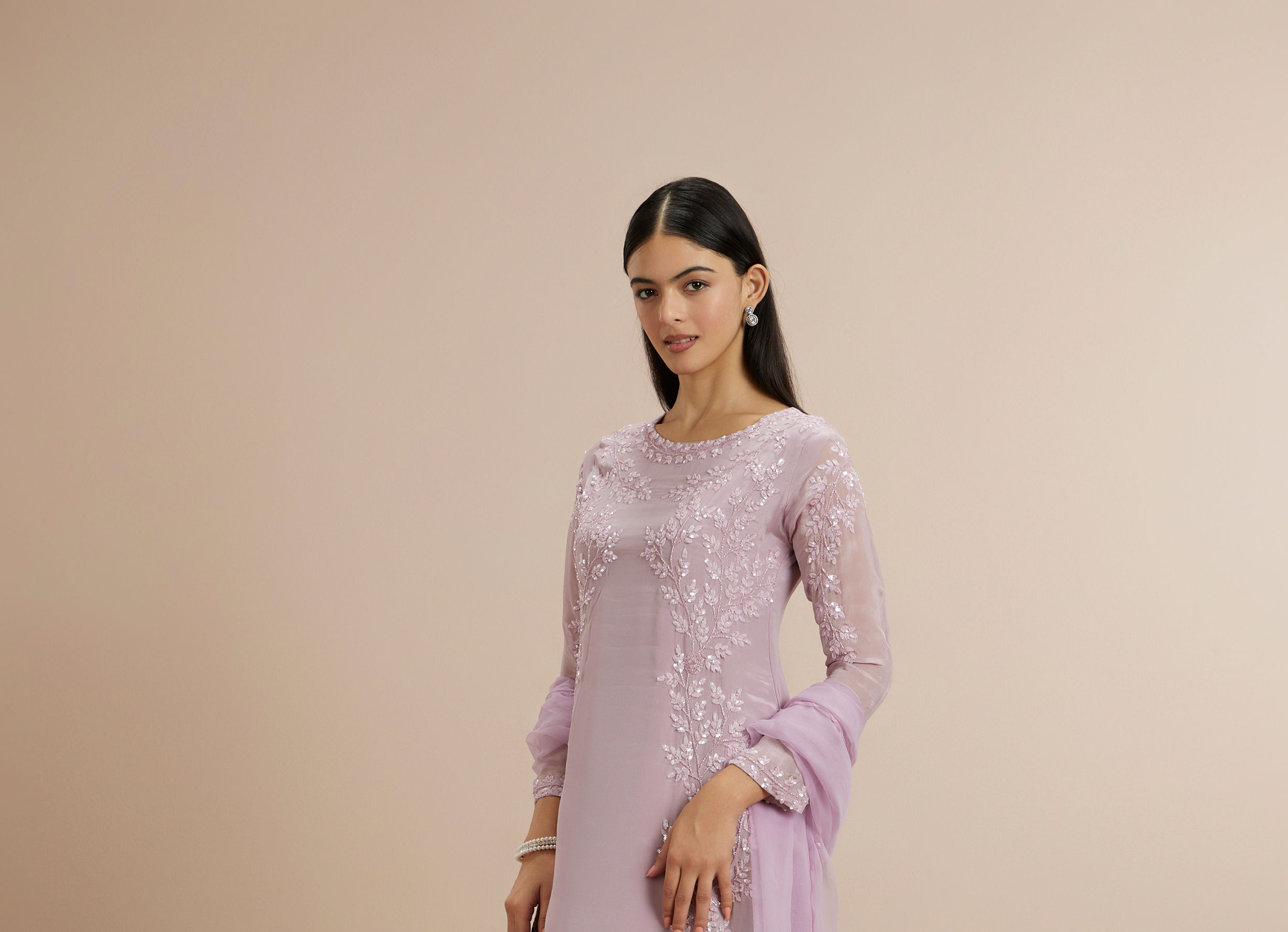 Twamev Women Elegant Purple Celebration Stitched Suit