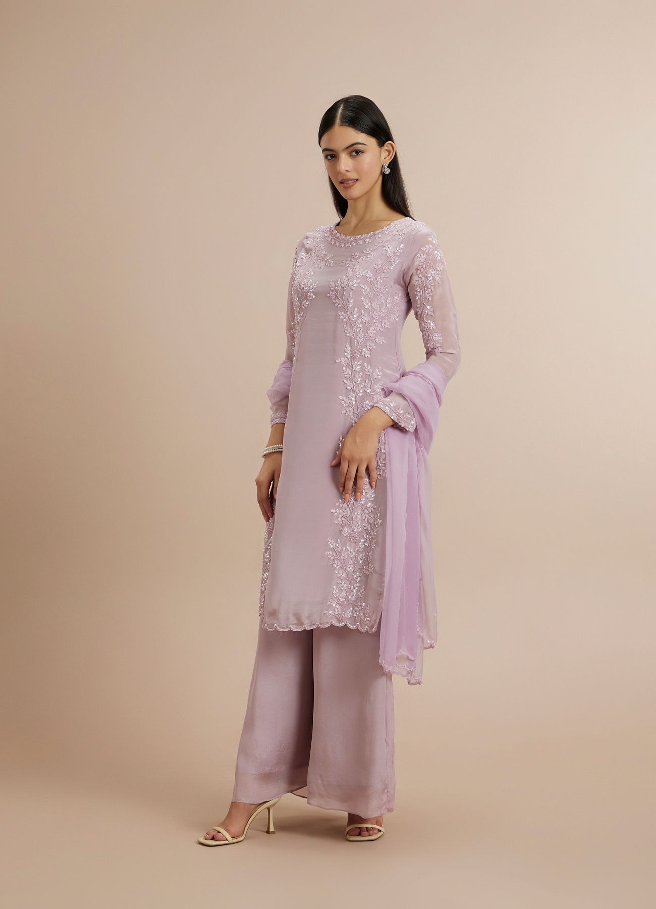 Twamev Women Elegant Purple Celebration Stitched Suit