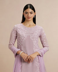 Twamev Women Elegant Purple Celebration Stitched Suit