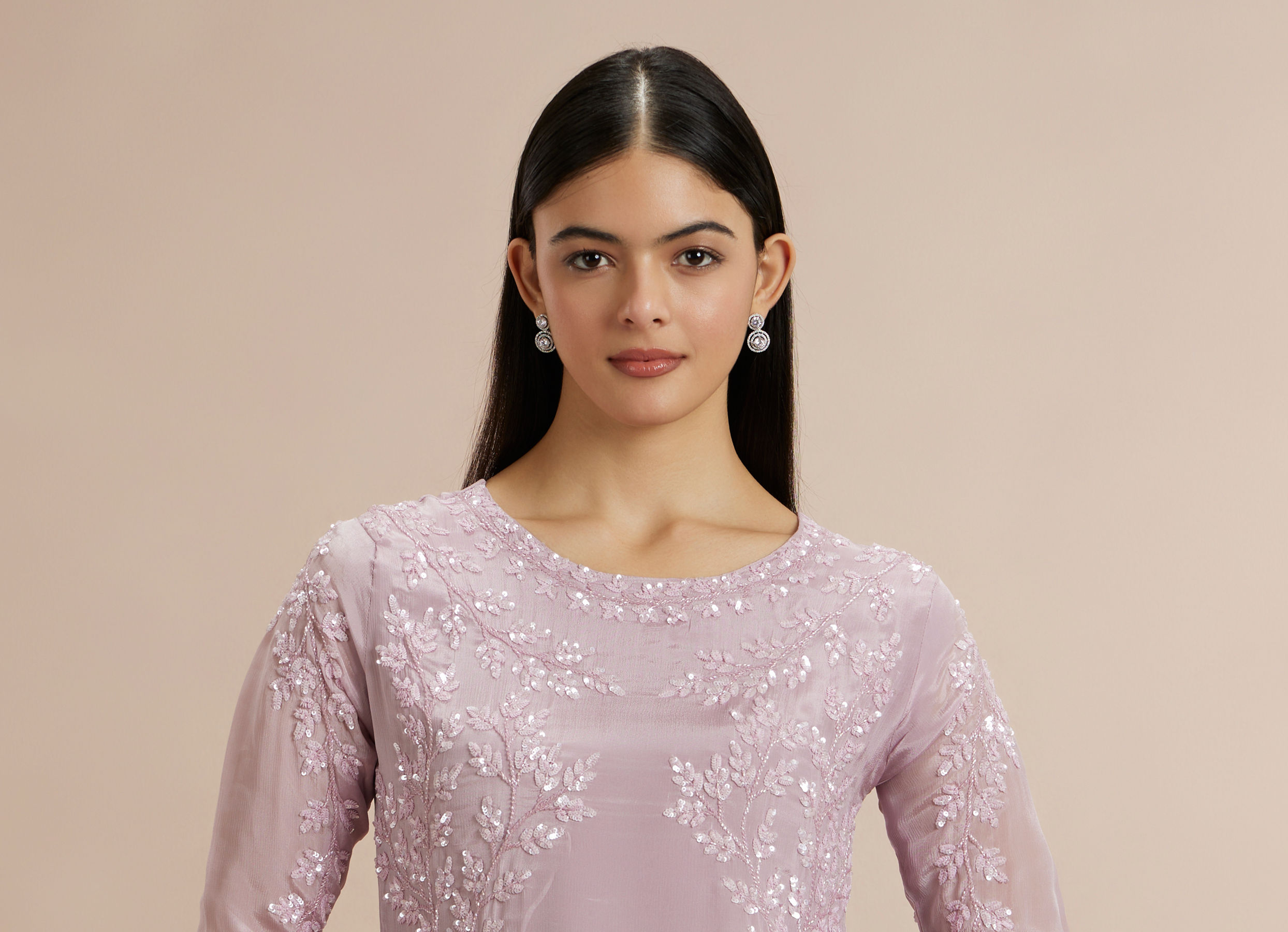 Twamev Women Elegant Purple Celebration Stitched Suit