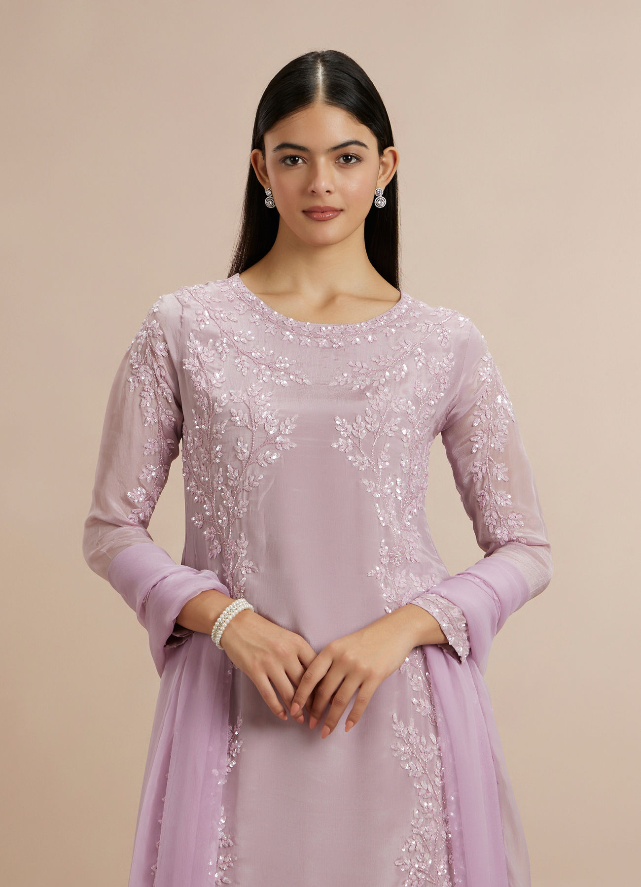 Twamev Women Elegant Purple Celebration Stitched Suit