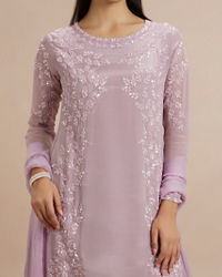 Twamev Women Elegant Purple Celebration Stitched Suit