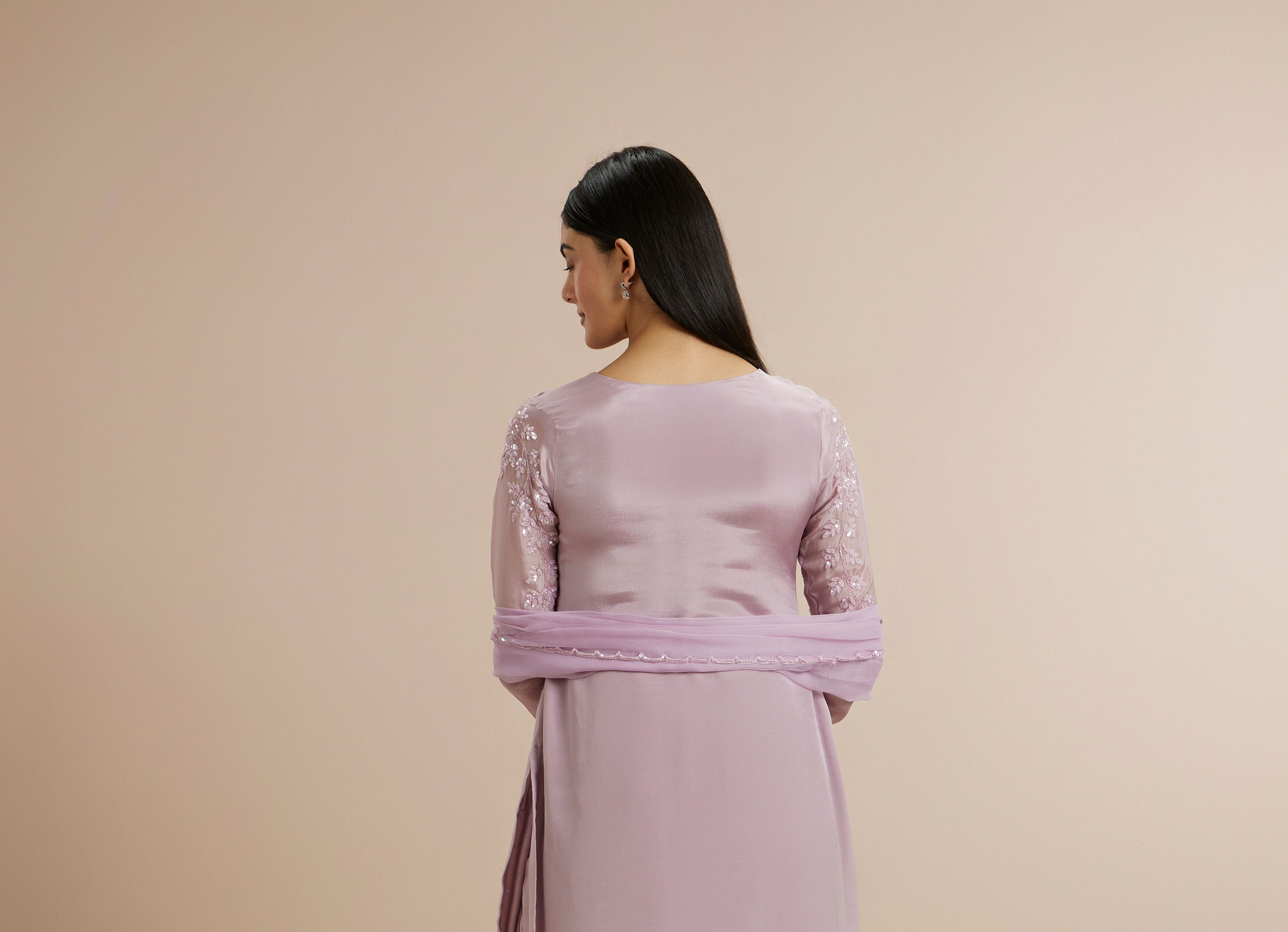 Twamev Women Elegant Purple Celebration Stitched Suit