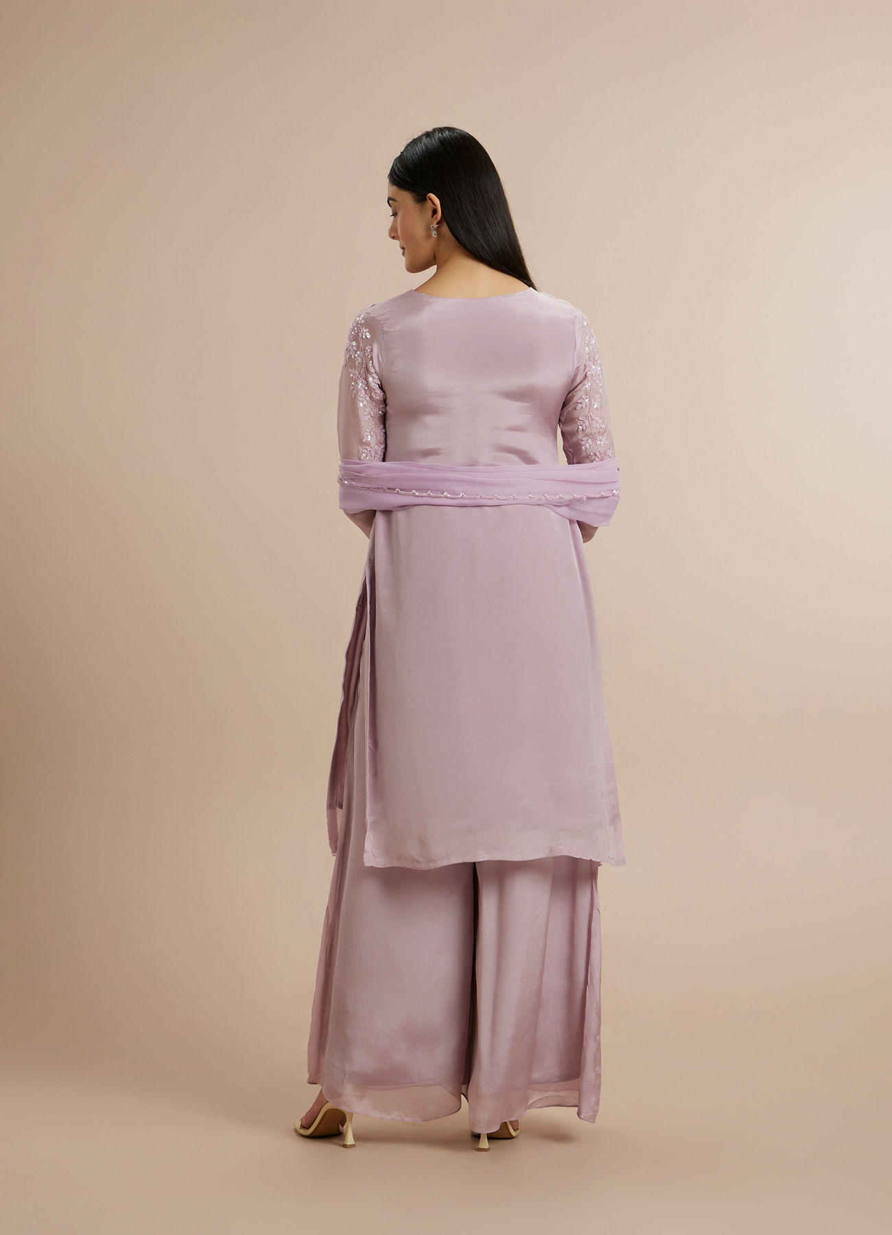 Twamev Women Elegant Purple Celebration Stitched Suit