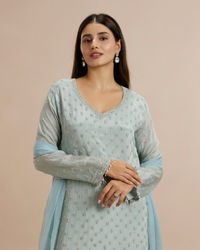Twamev Women Blue Viscose Hand Embroidered Palazzo Suit