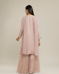 Twamev Women Dusty Pink Chinon Stitched Suit