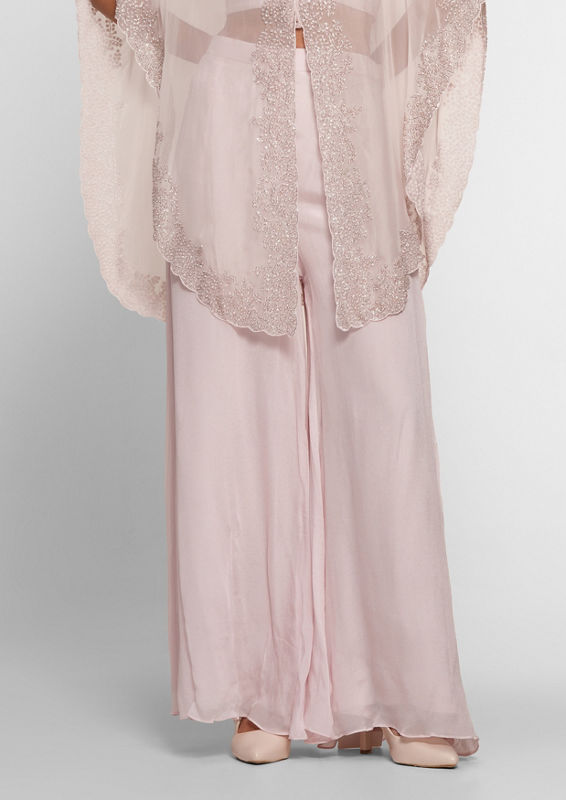 Twamev Women Elegant Pink Organza Stitched Suit