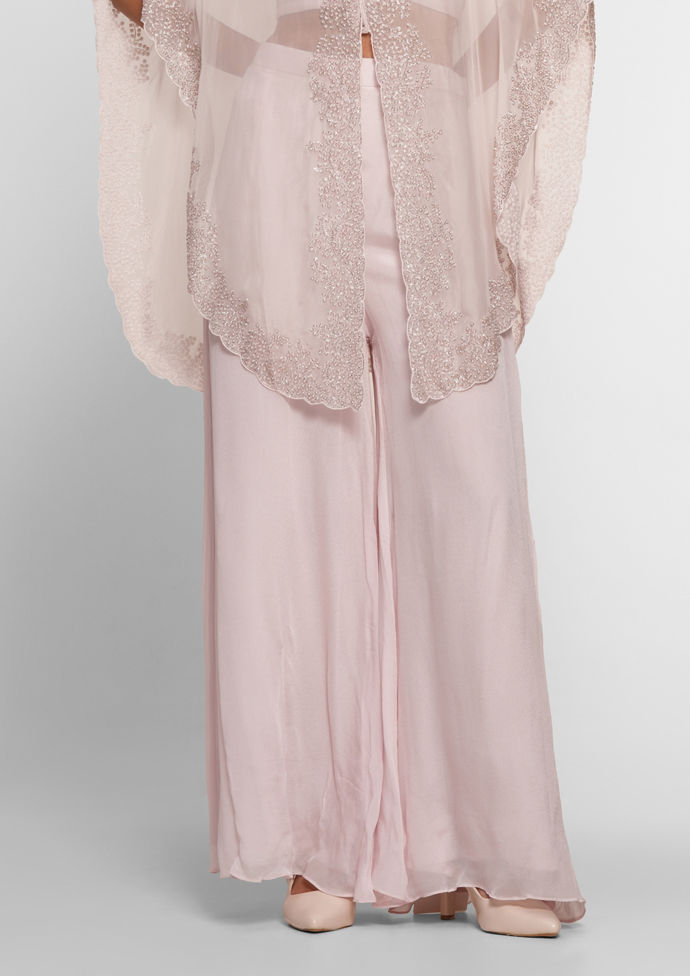 Twamev Women Elegant Pink Organza Stitched Suit