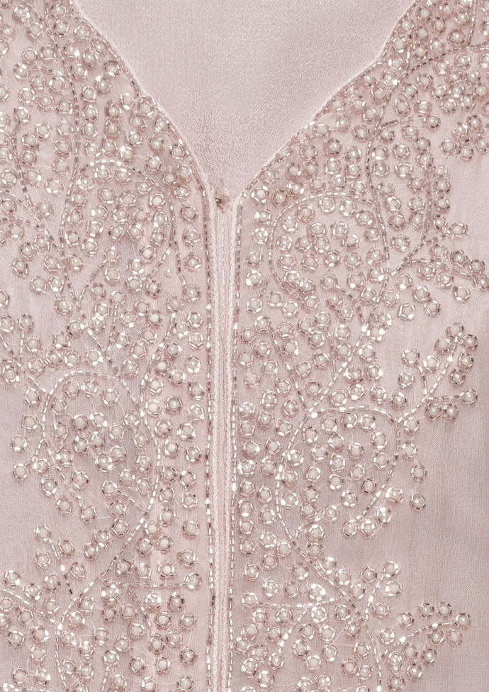 Twamev Women Elegant Pink Organza Stitched Suit