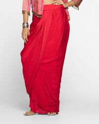Twamev Women Lush Ruby Red Layered Ensemble Indo Western