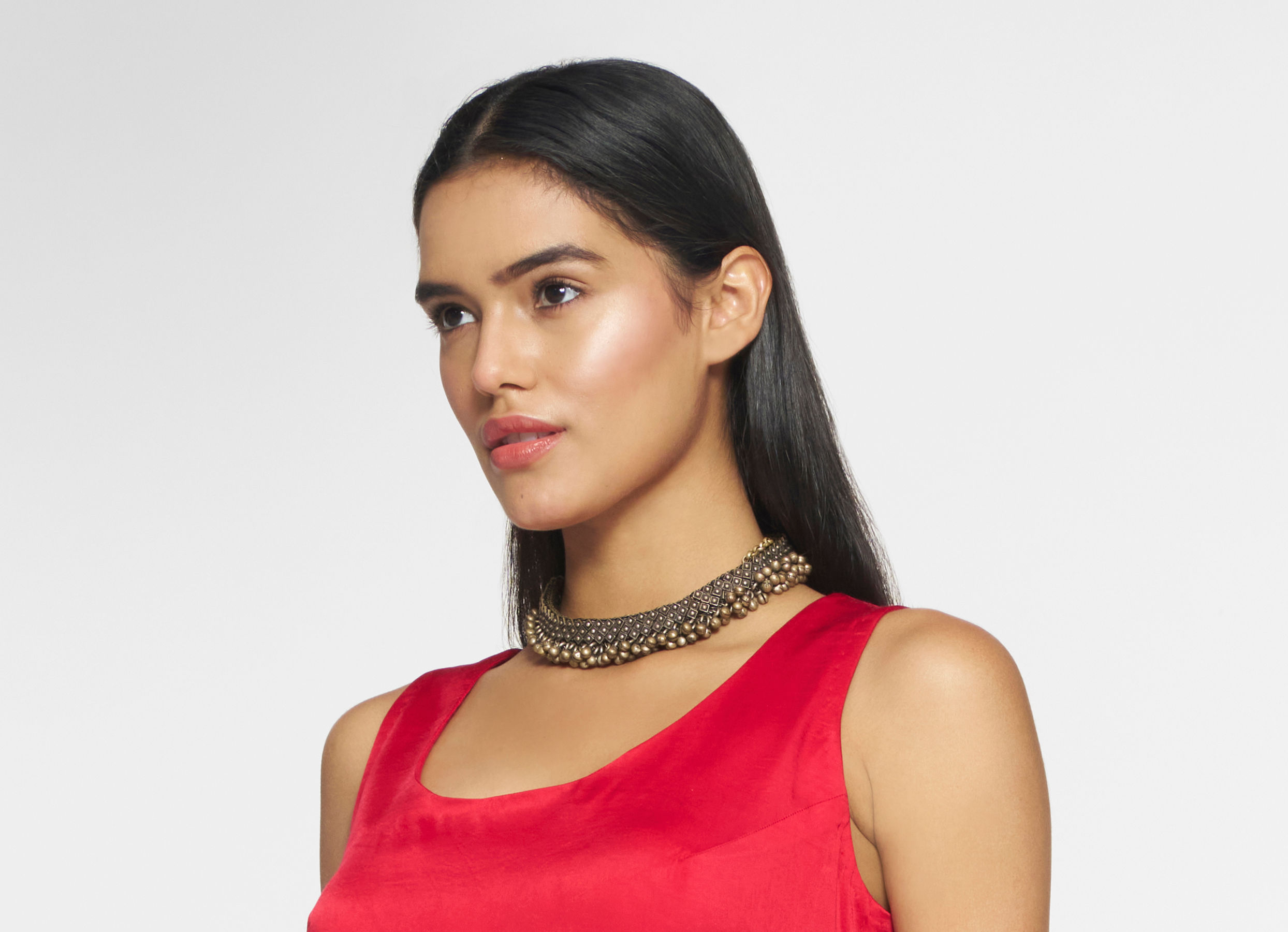 Twamev Women Lush Ruby Red Layered Ensemble Indo Western