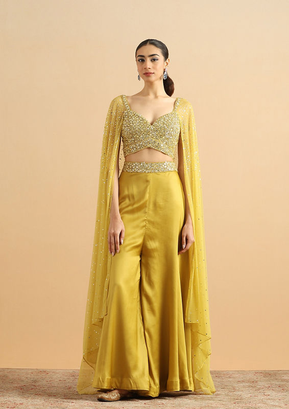 Twamev Women Serene Green Satin Stitched Suit