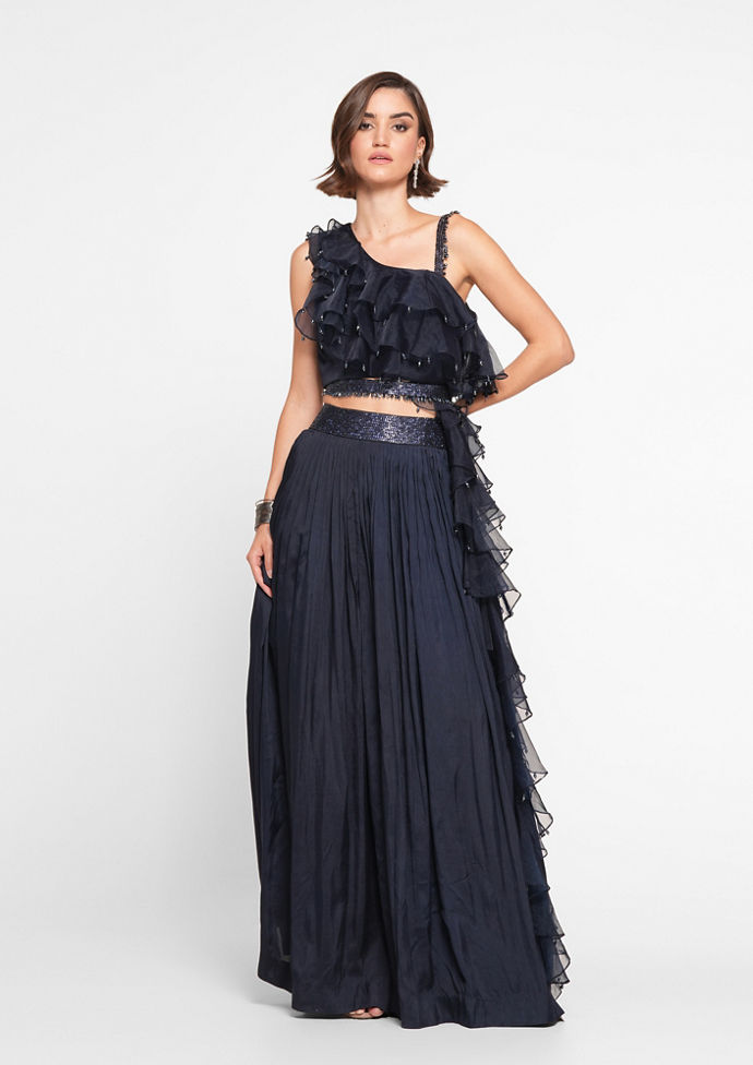 Twamev Women Ethnic Blue Elegance Indo Western