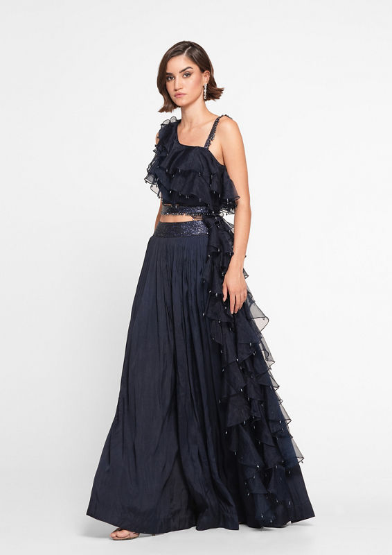 Twamev Women Ethnic Blue Elegance Indo Western