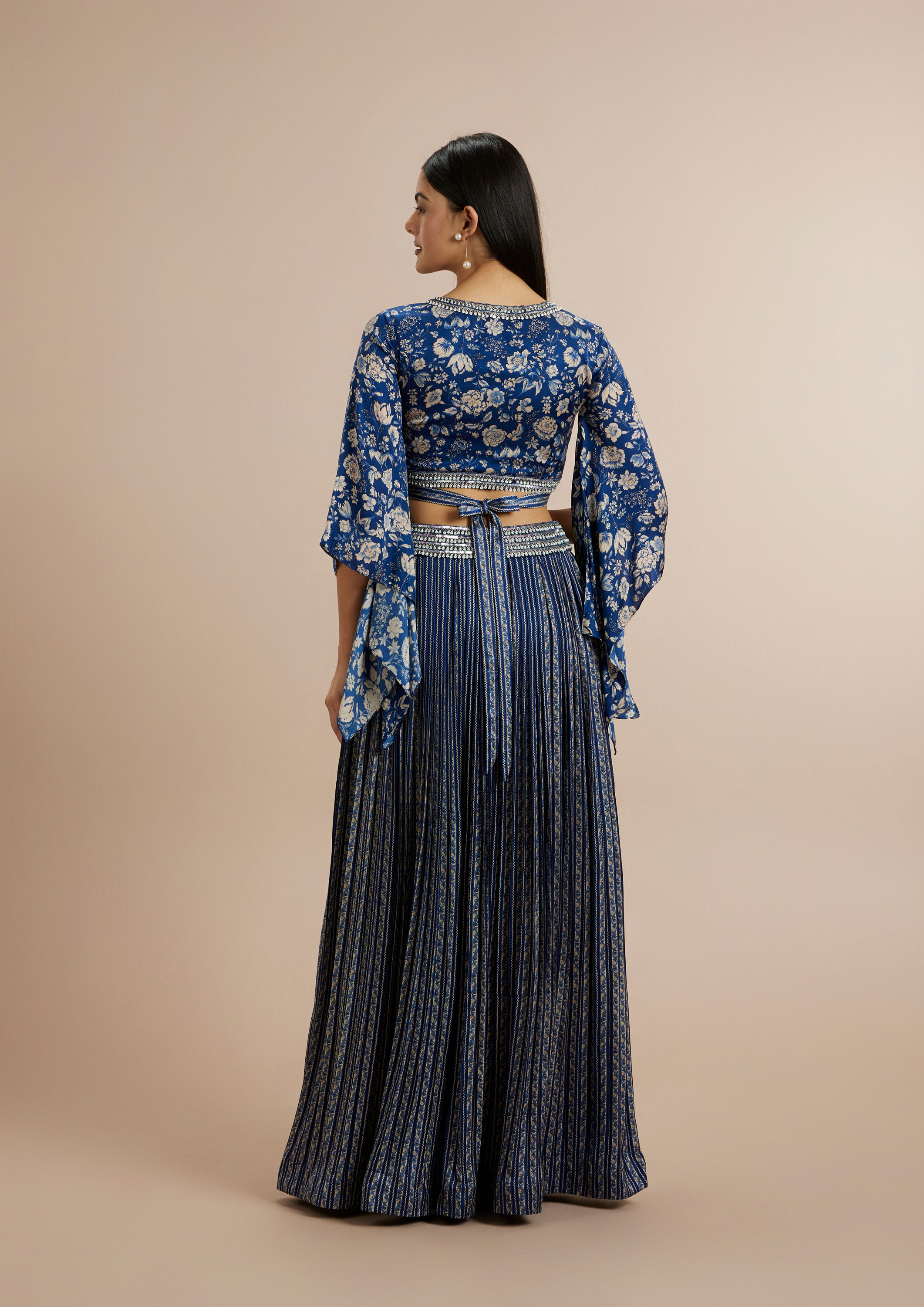 Twamev Women Opulent Indigo Satin Indo Western