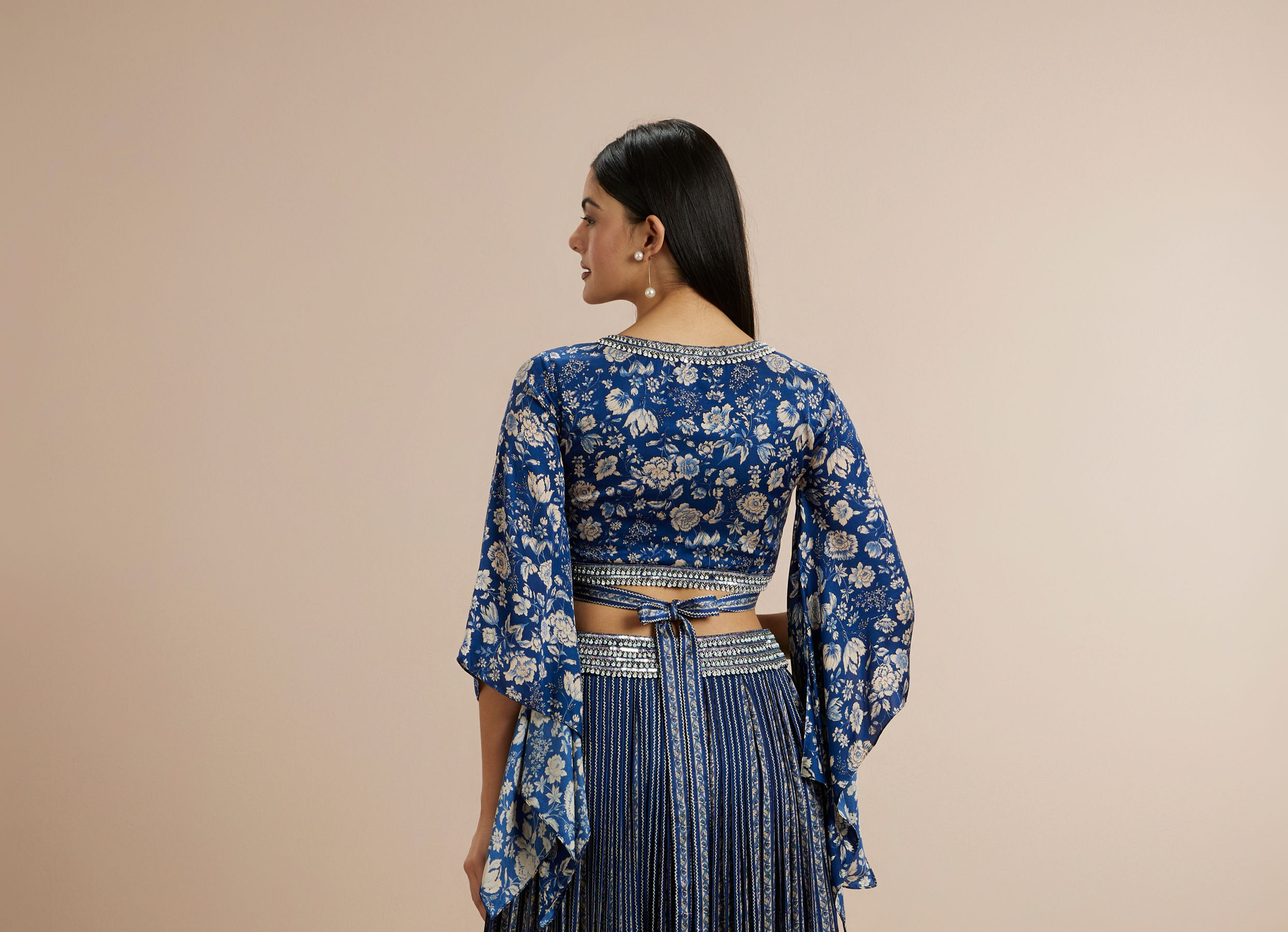 Twamev Women Opulent Indigo Satin Indo Western