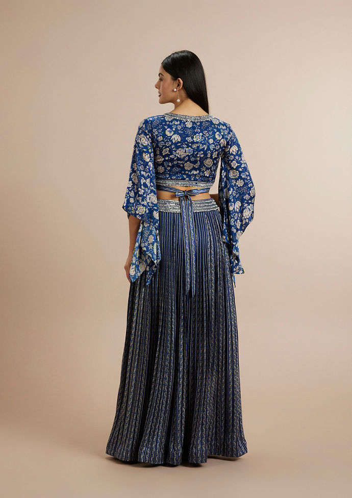 Twamev Women Opulent Indigo Satin Indo Western