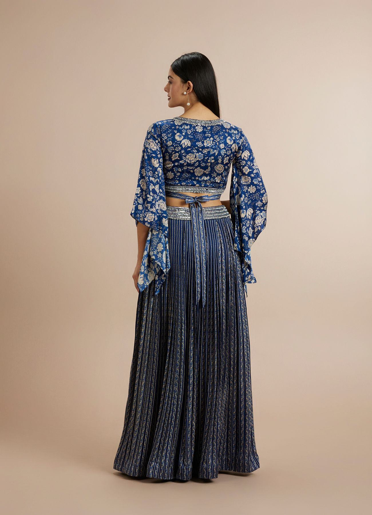 Twamev Women Opulent Indigo Satin Indo Western