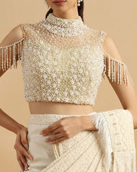 Twamev Women Regal Cream Fancy Partywear Saree