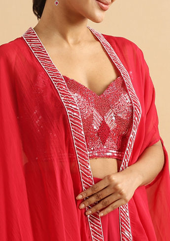 alt message - Twamev Women Glamorous Red Partywear Suit image number 2