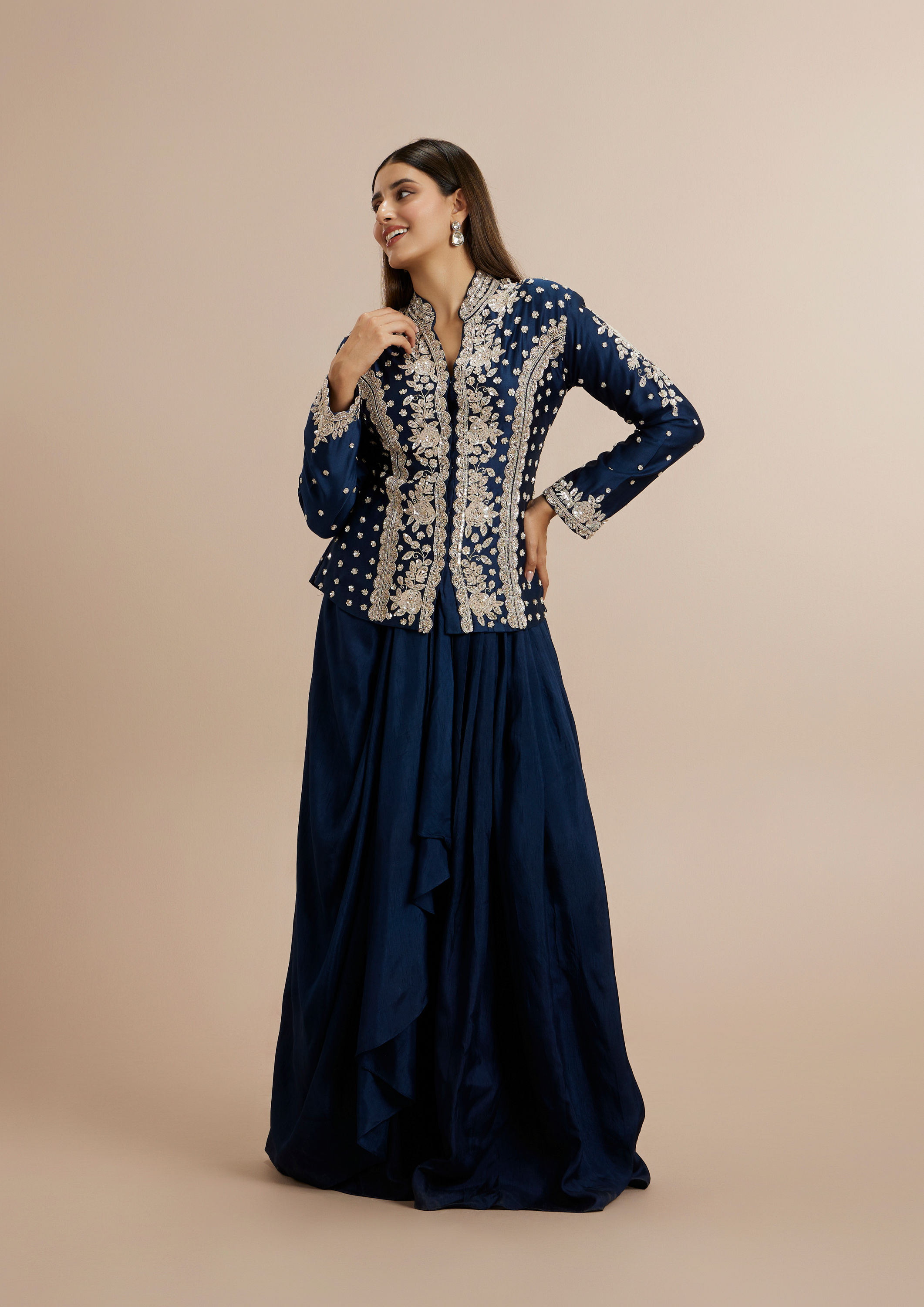 Twamev Women Indigo Blue Elegance Indo Western