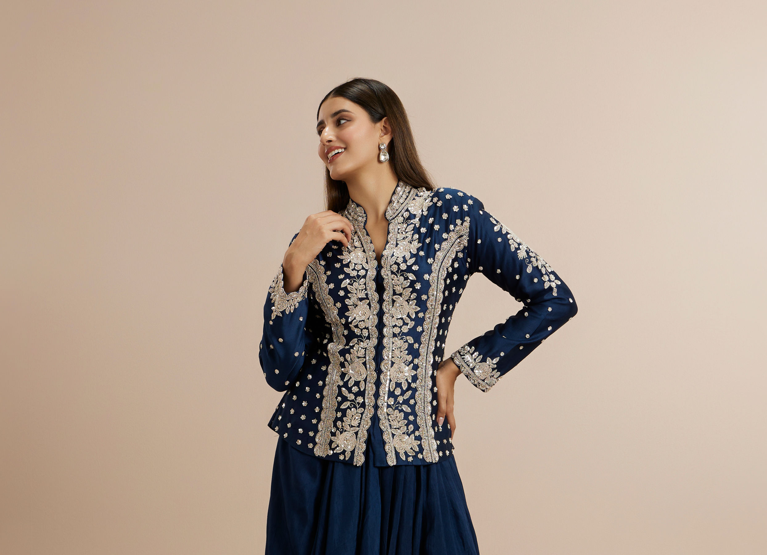 Twamev Women Indigo Blue Elegance Indo Western