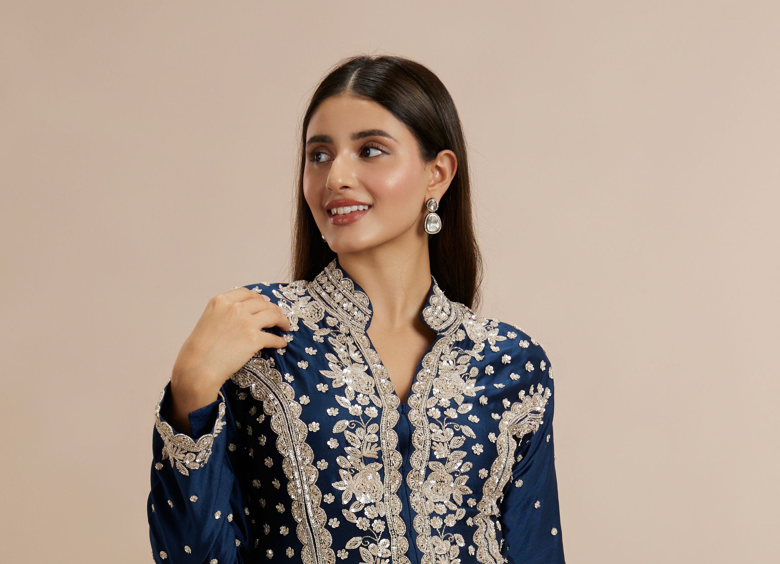 Twamev Women Indigo Blue Elegance Indo Western