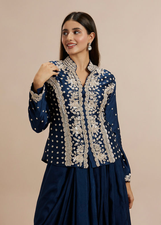 Twamev Women Indigo Blue Elegance Indo Western