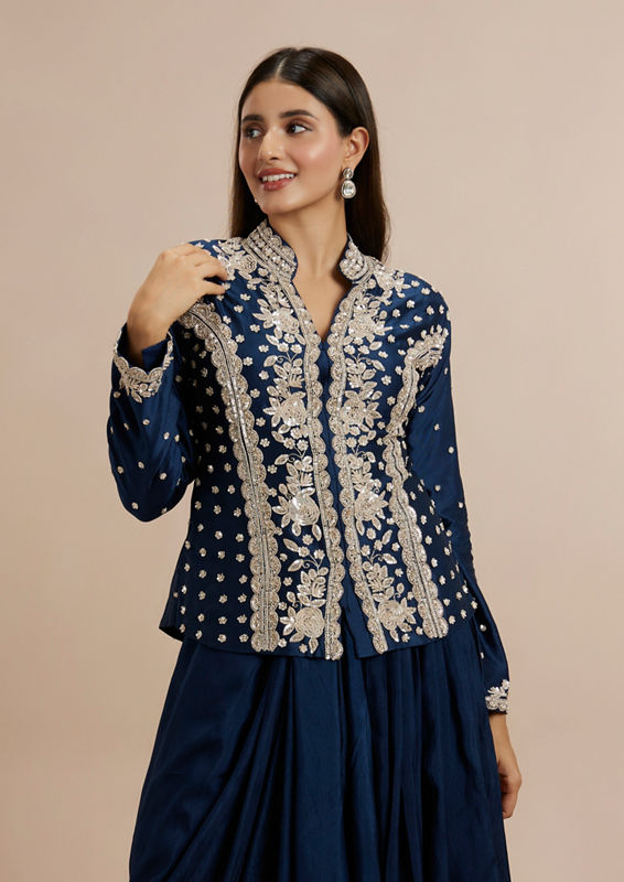 Twamev Women Indigo Blue Elegance Indo Western