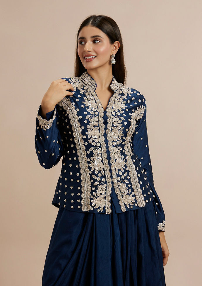 Twamev Women Indigo Blue Elegance Indo Western