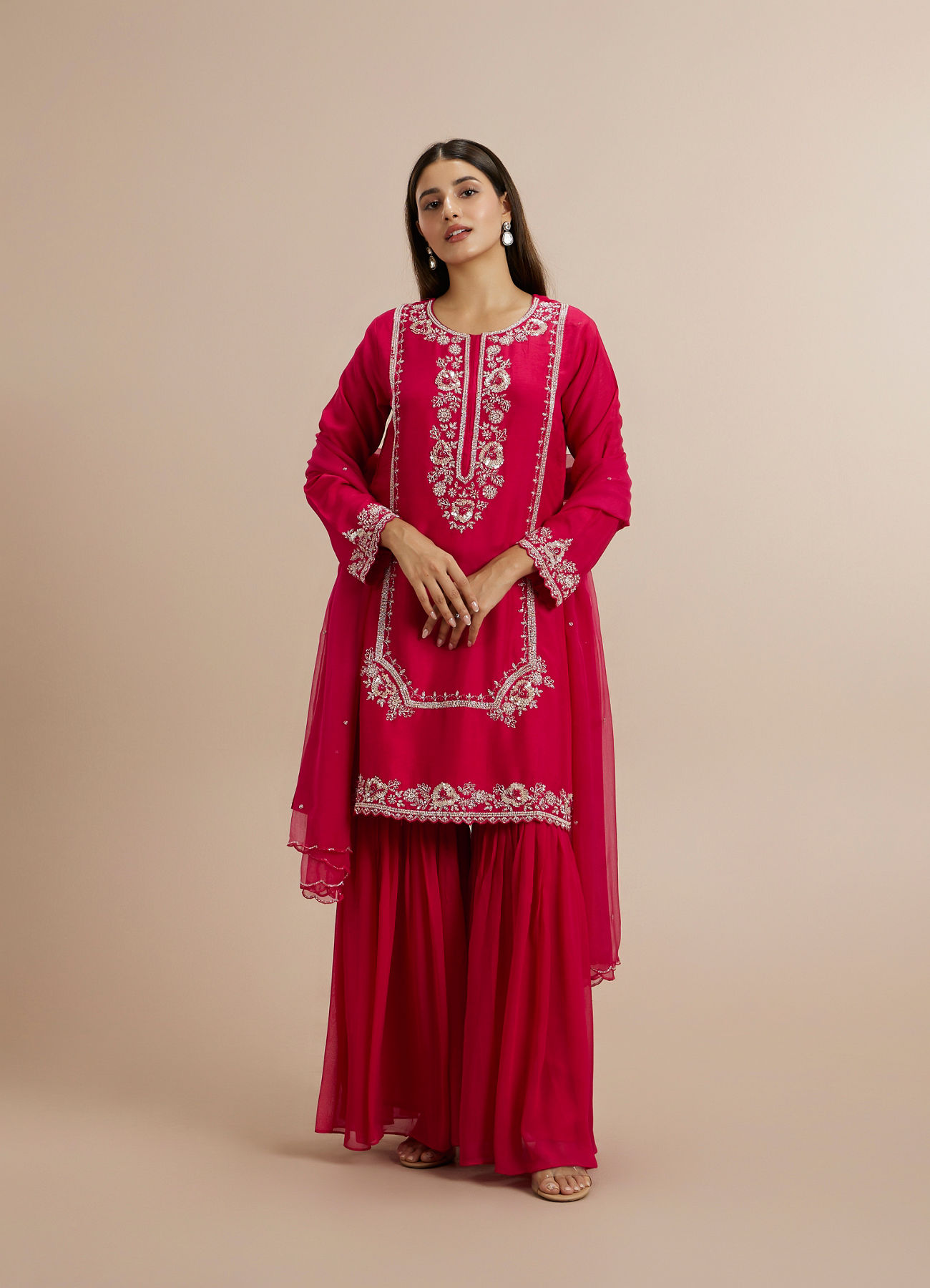 Twamev Women Resplendent Rani Pink Stitched Suit