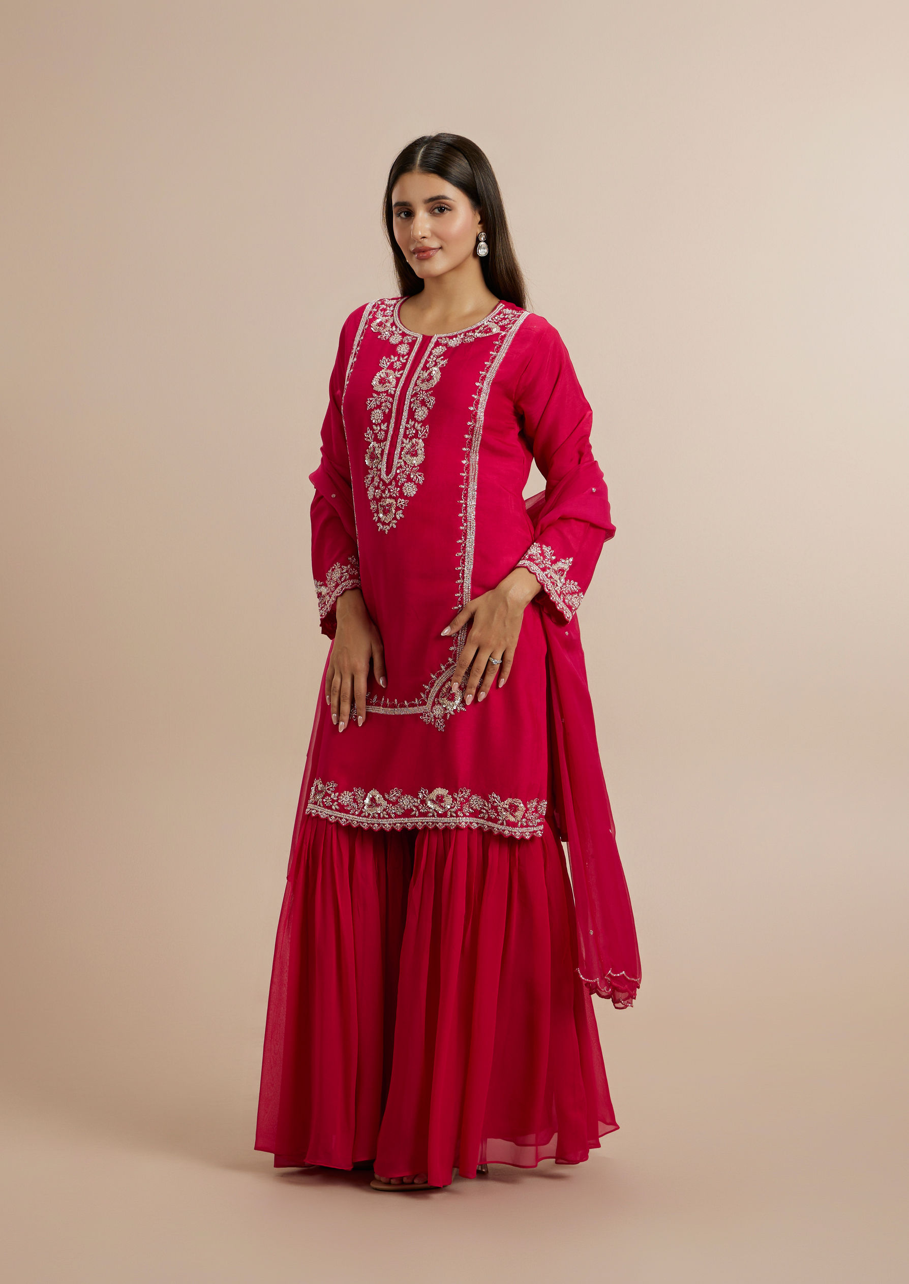 Twamev Women Resplendent Rani Pink Stitched Suit