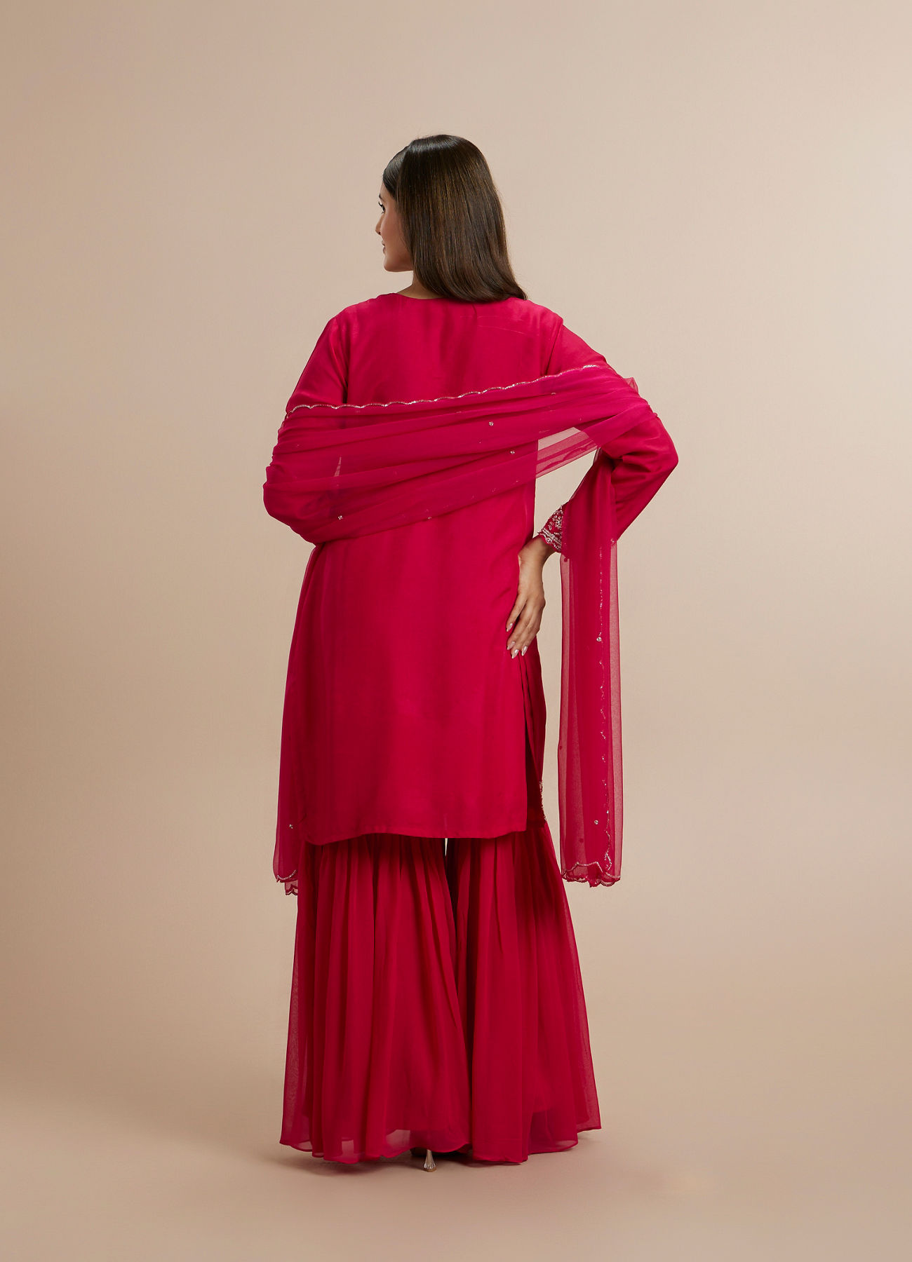 Twamev Women Resplendent Rani Pink Stitched Suit