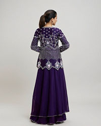 Twamev Women Elegant Purple Stitched Suit