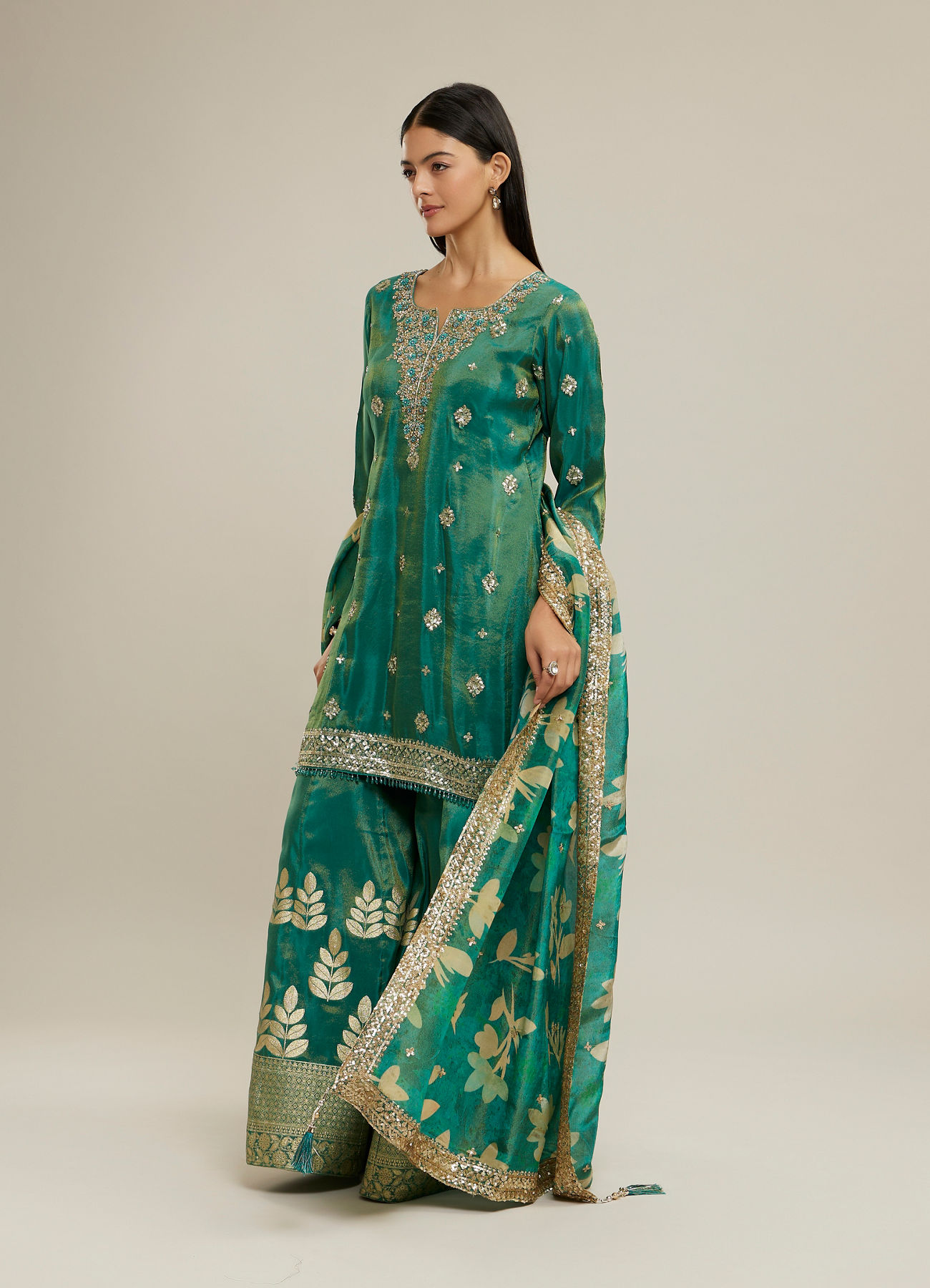 Twamev Women Emerald Elegance Stitched Suit