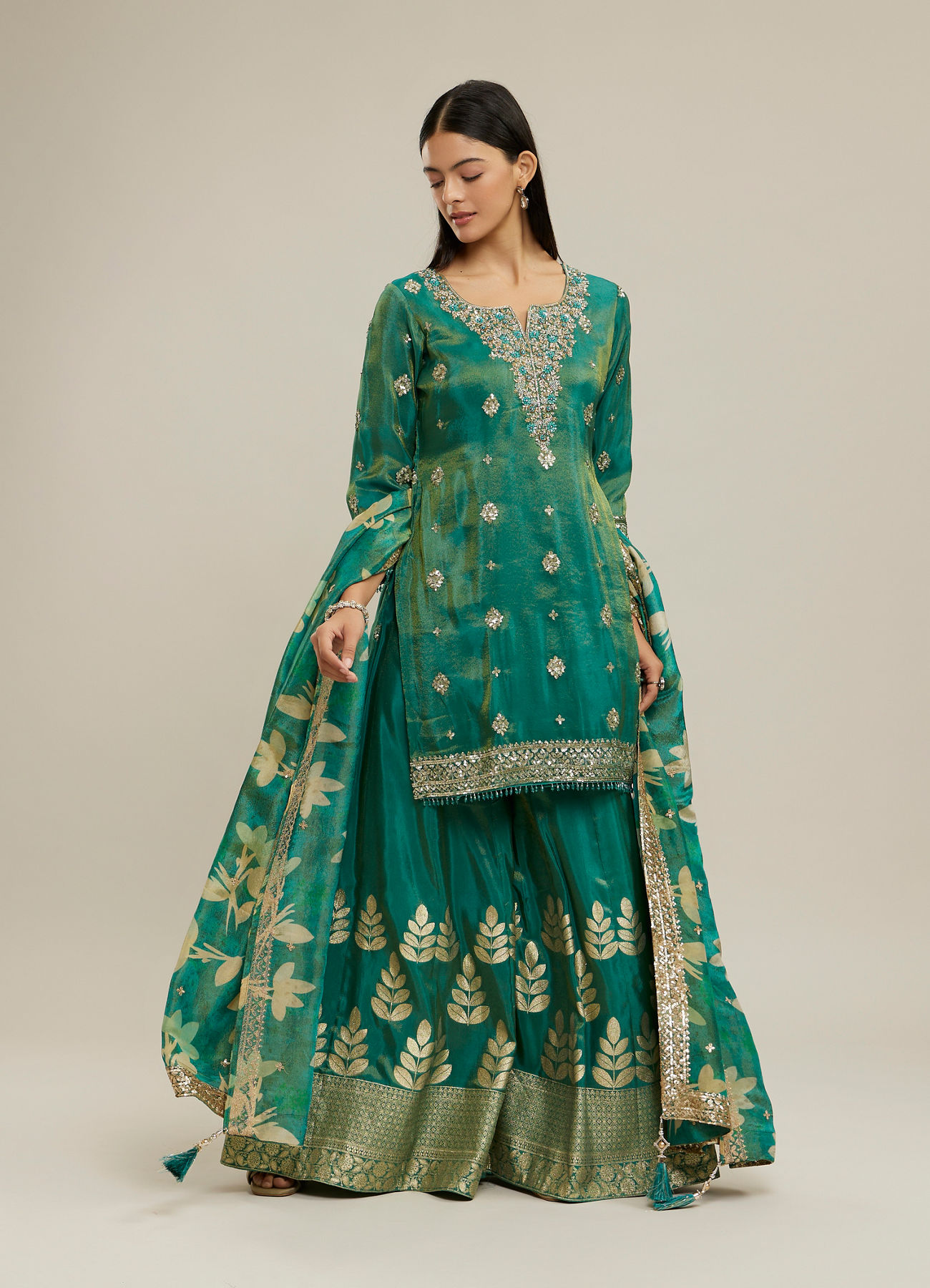 Twamev Women Emerald Elegance Stitched Suit