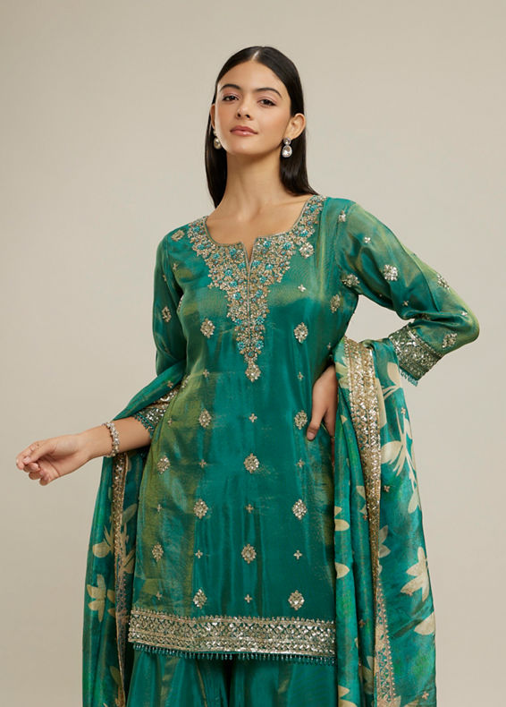 Twamev Women Emerald Elegance Stitched Suit