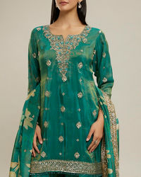 Twamev Women Emerald Elegance Stitched Suit