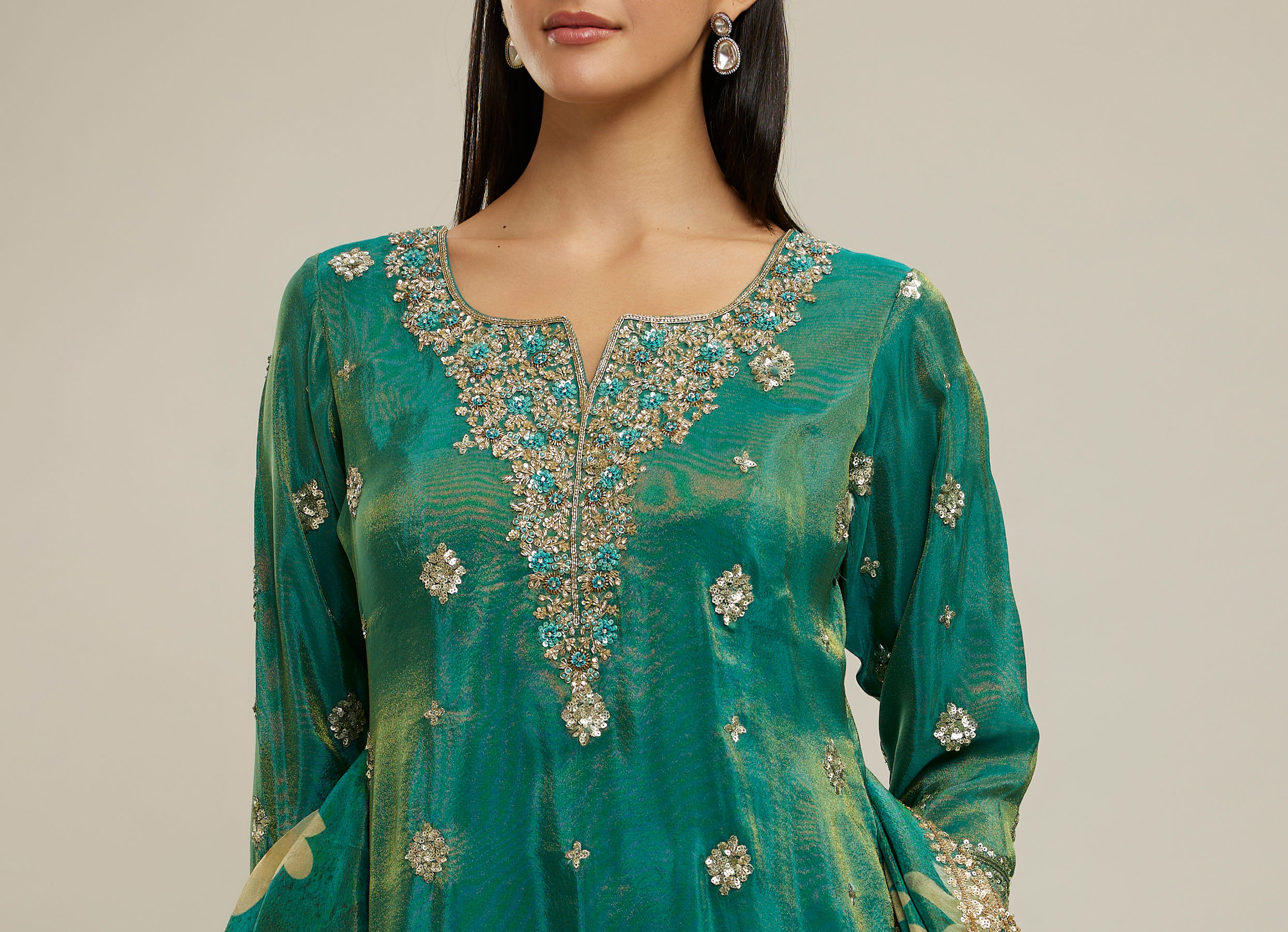 Twamev Women Emerald Elegance Stitched Suit