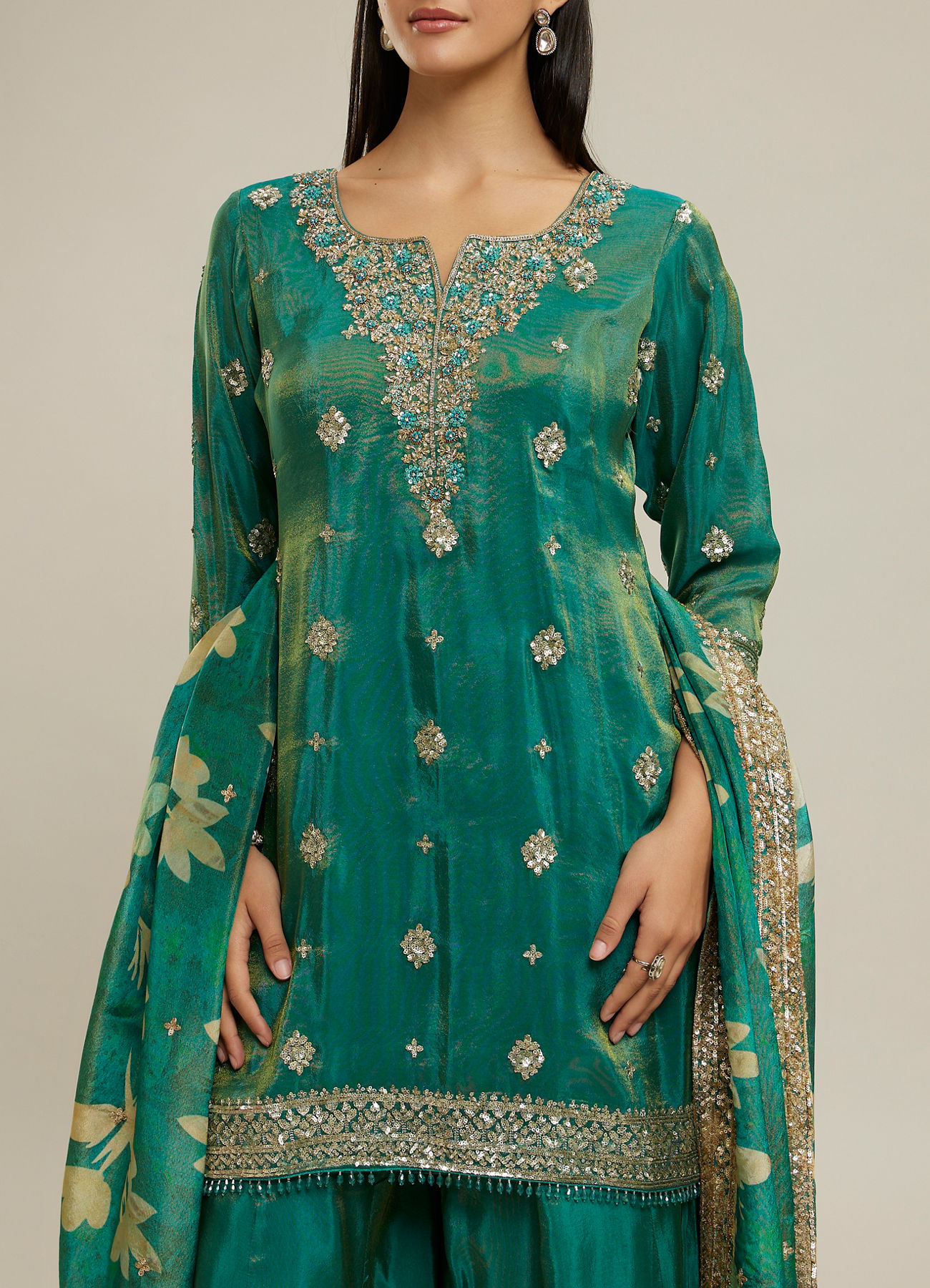 Twamev Women Emerald Elegance Stitched Suit