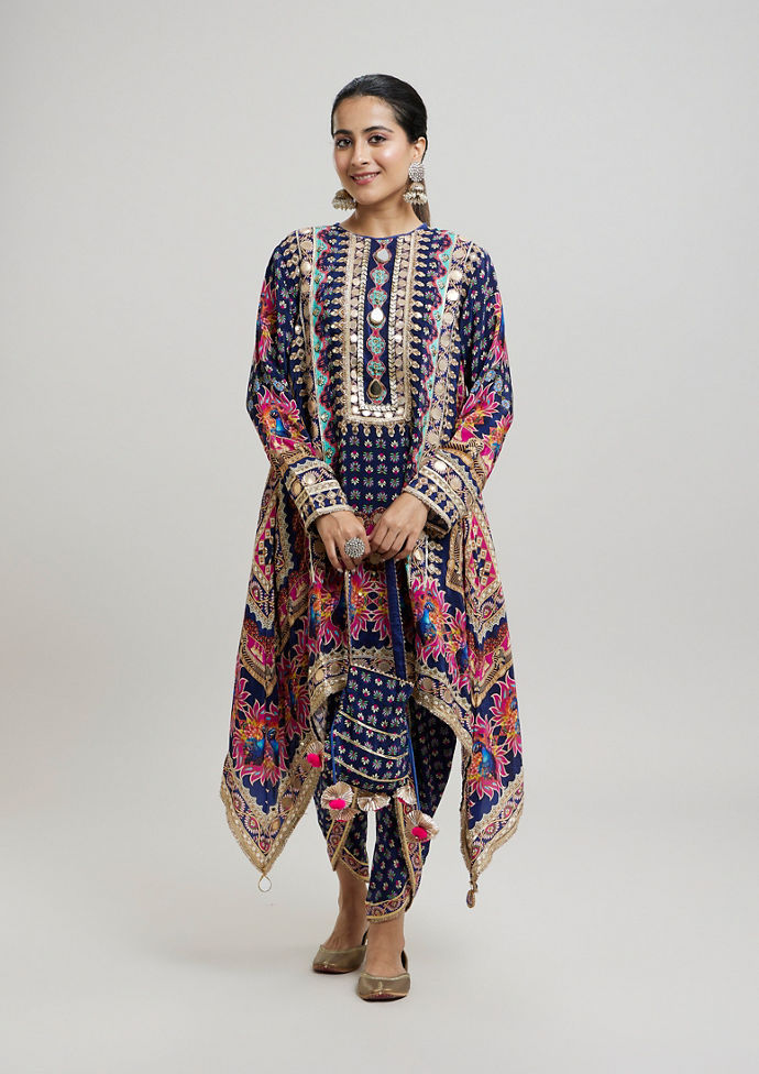 Twamev Women Indigo Blue Elegance Stitched Suit