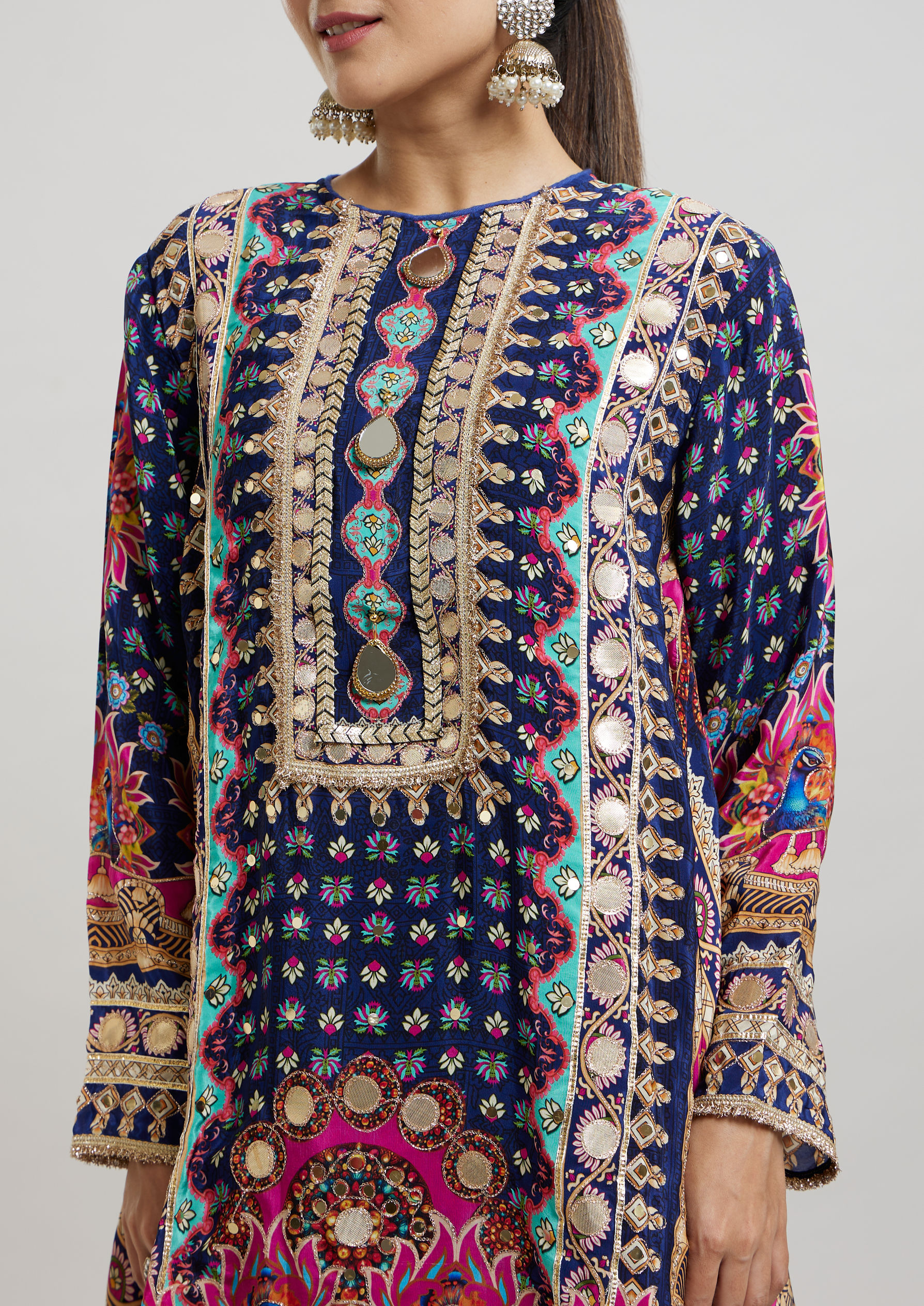 Twamev Women Indigo Blue Elegance Stitched Suit