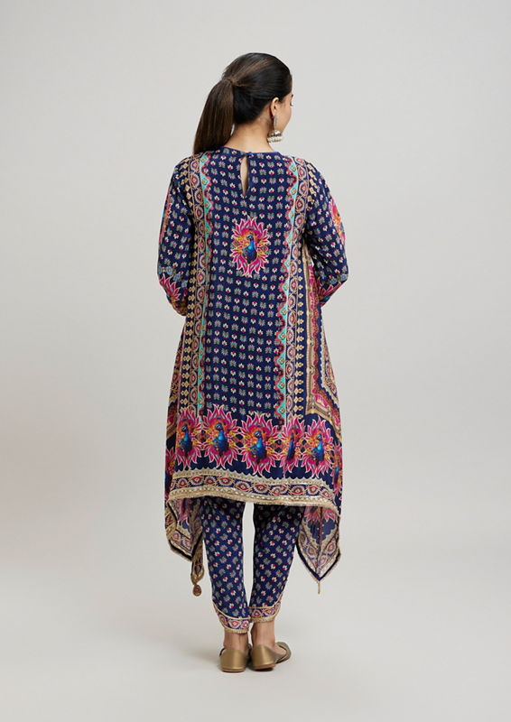 Twamev Women Indigo Blue Elegance Stitched Suit
