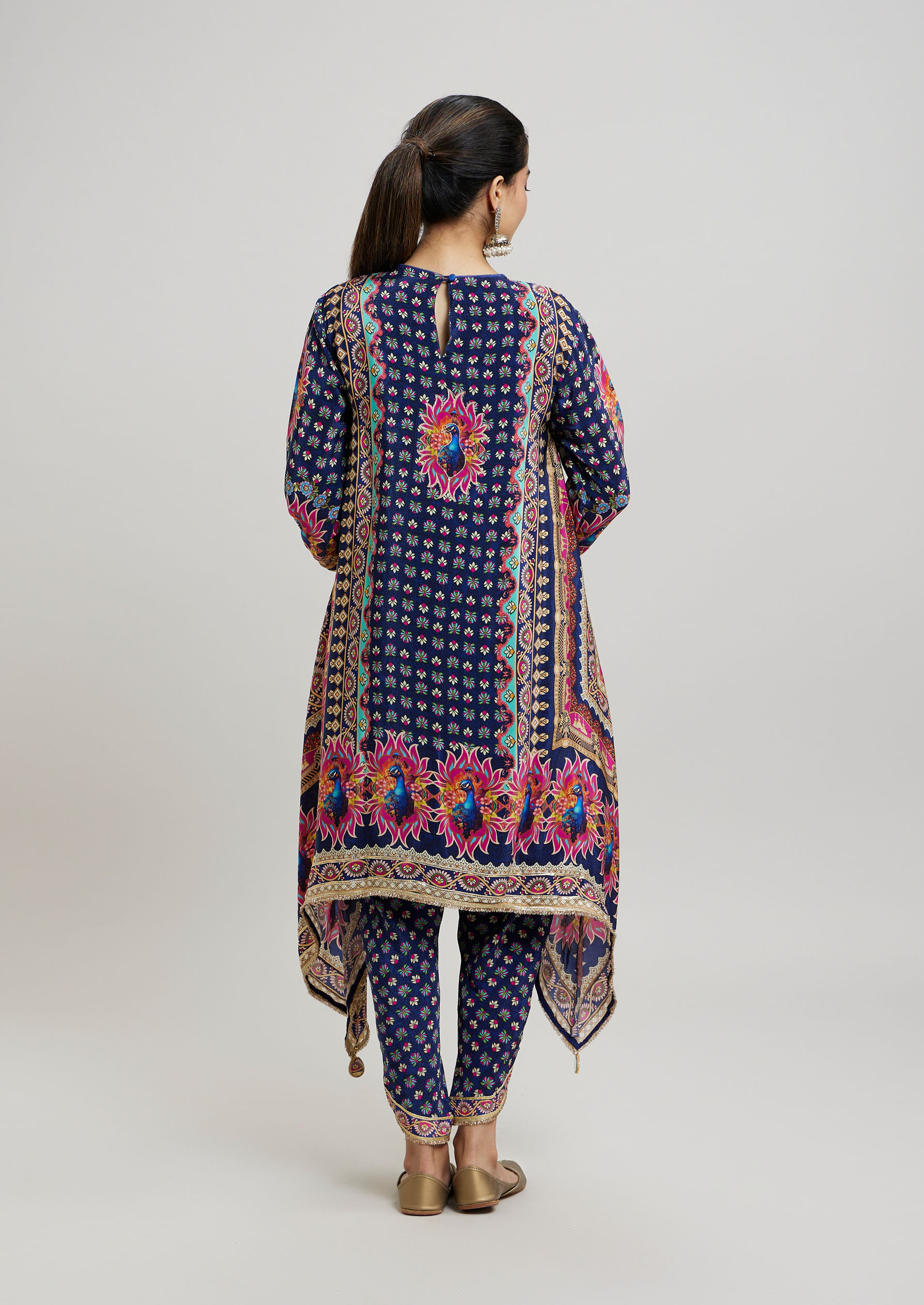 Twamev Women Indigo Blue Elegance Stitched Suit