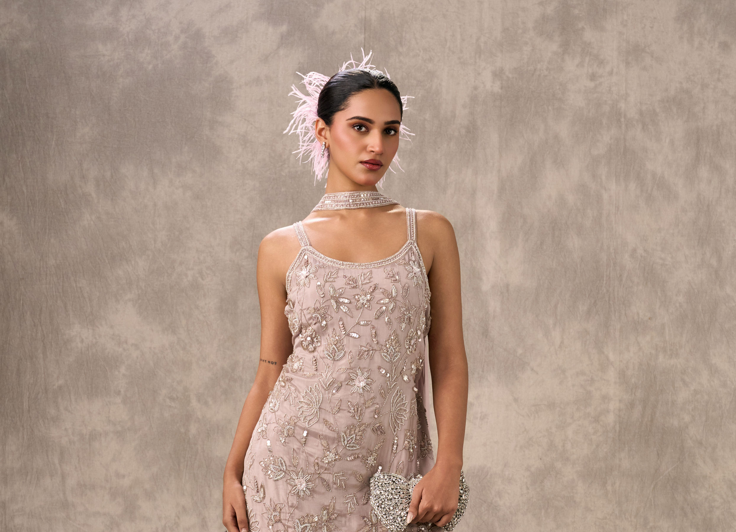 Twamev Women Lilac Dream Chinon Stitched Suit