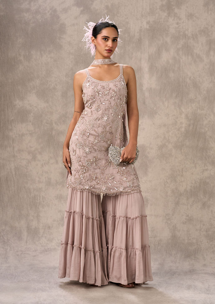 Twamev Women Lilac Dream Chinon Stitched Suit