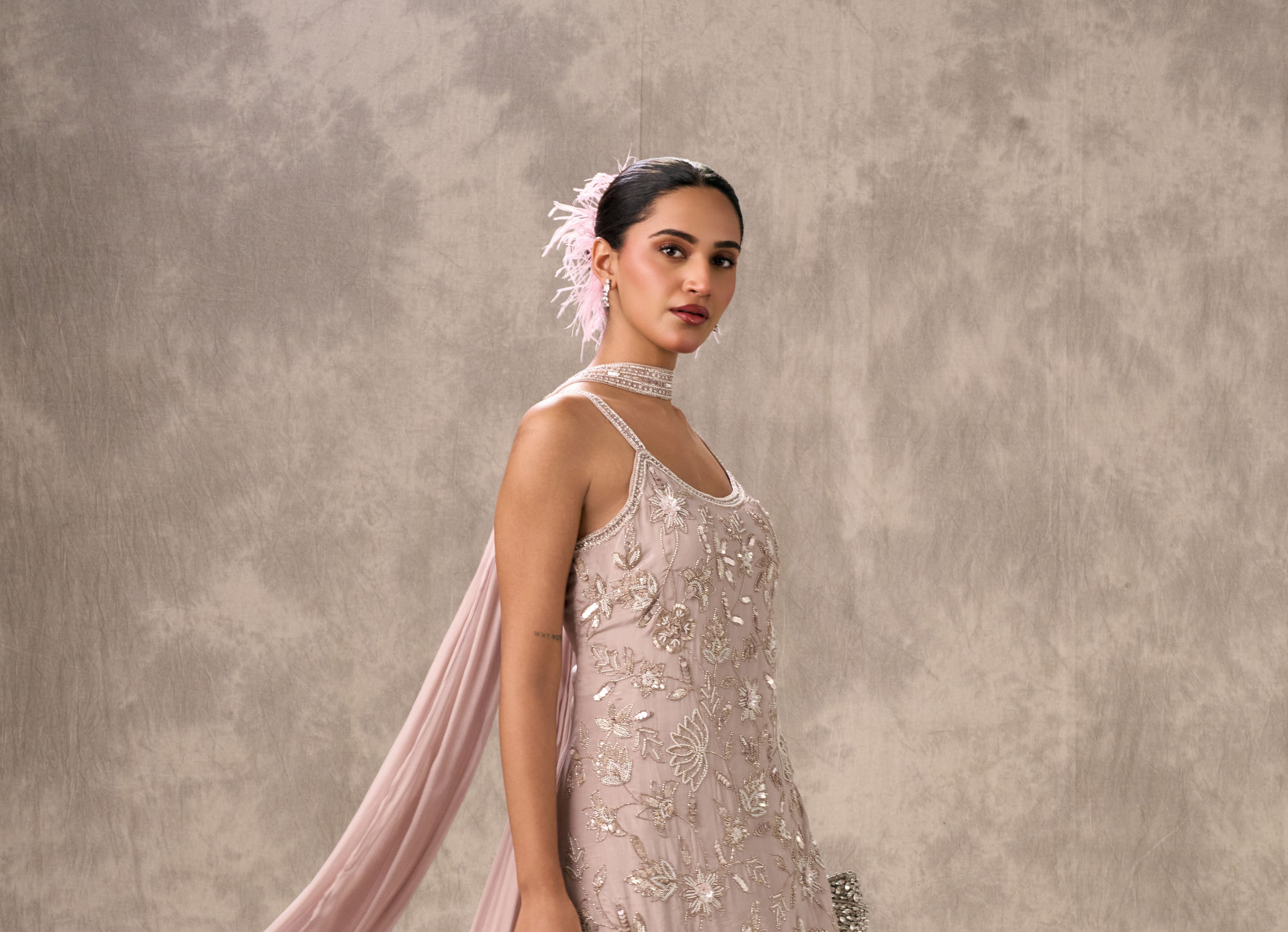 Twamev Women Lilac Dream Chinon Stitched Suit