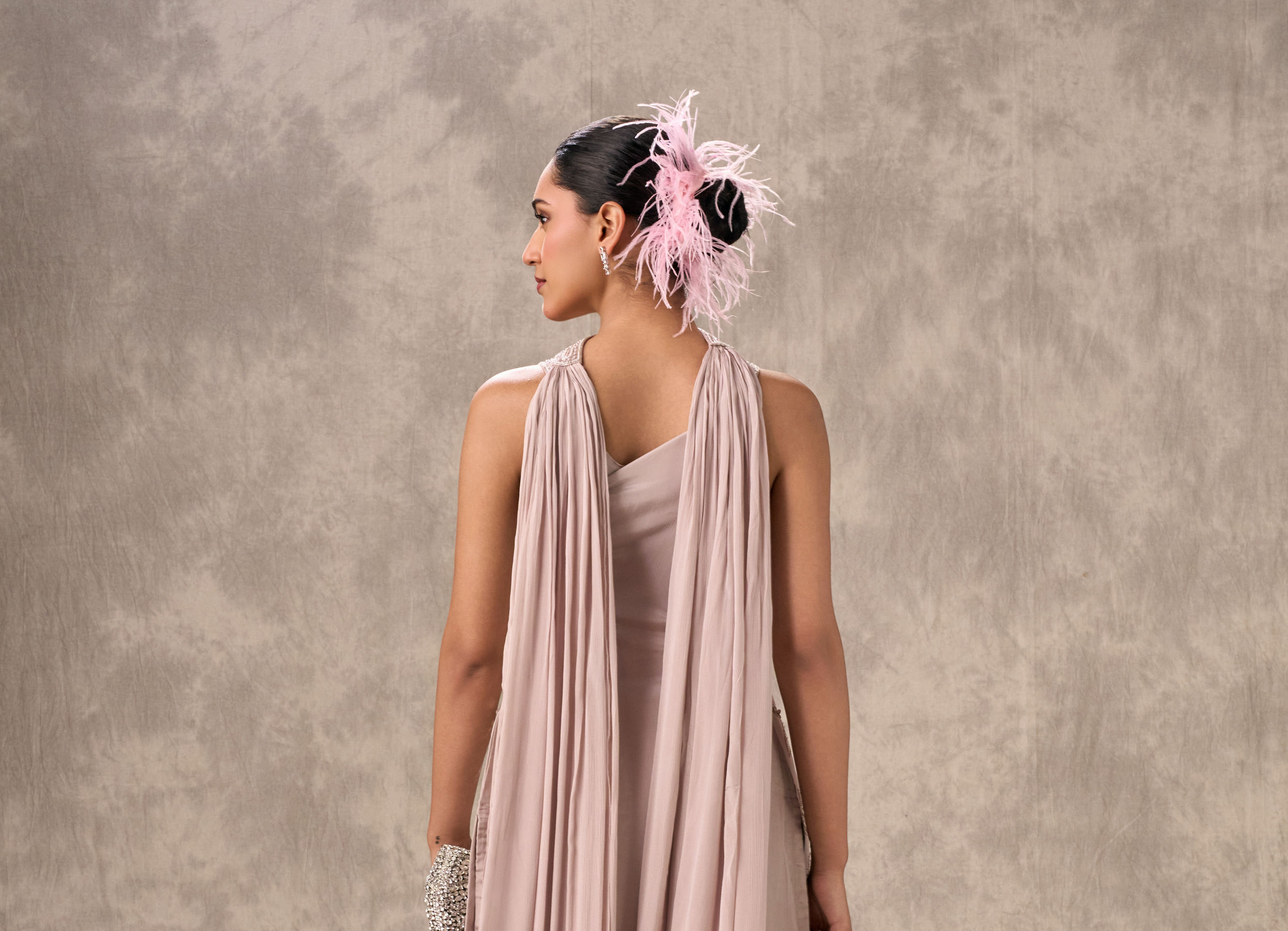 Twamev Women Lilac Dream Chinon Stitched Suit