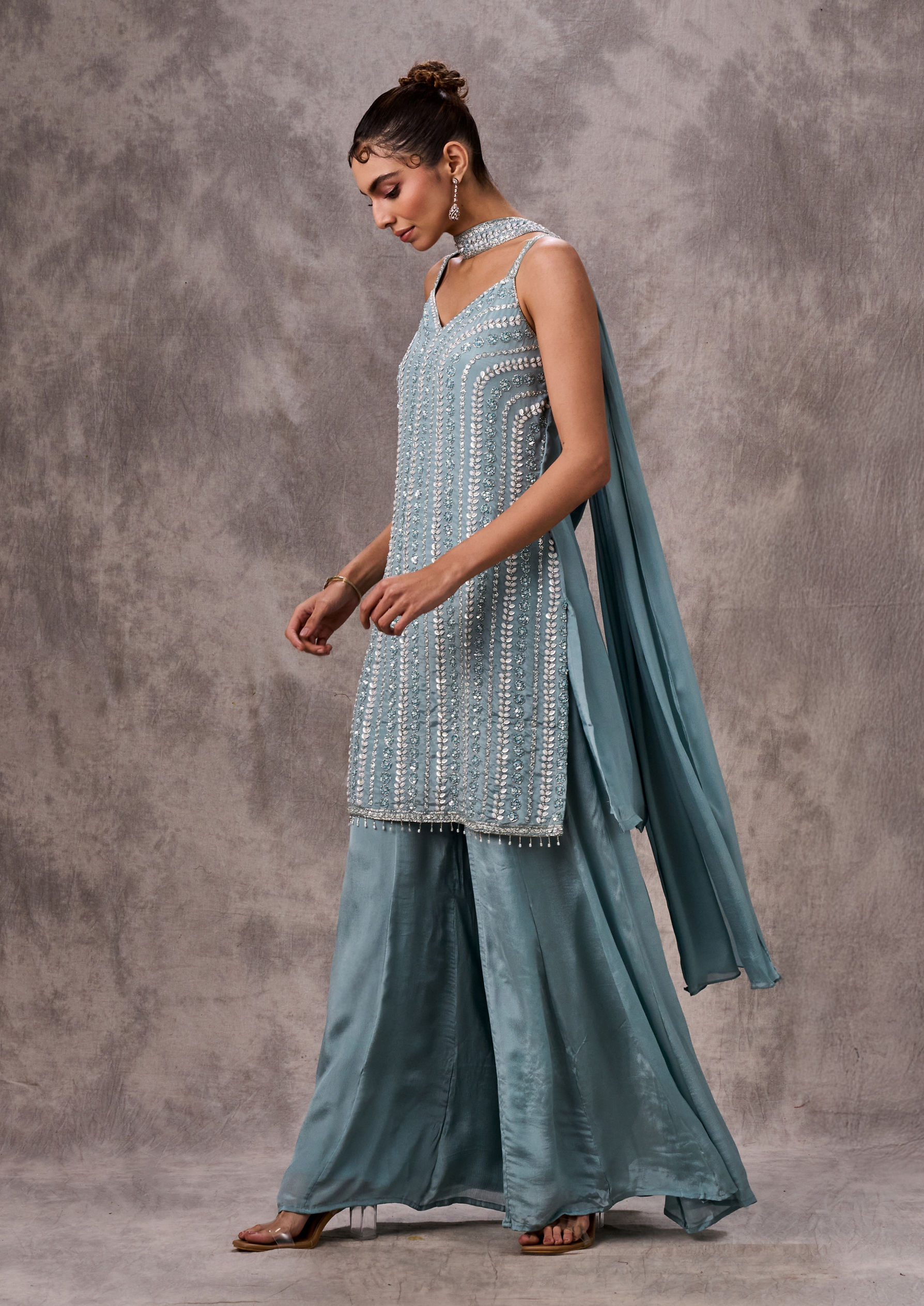 Twamev Women Emerald Enchantment Stitched Suit