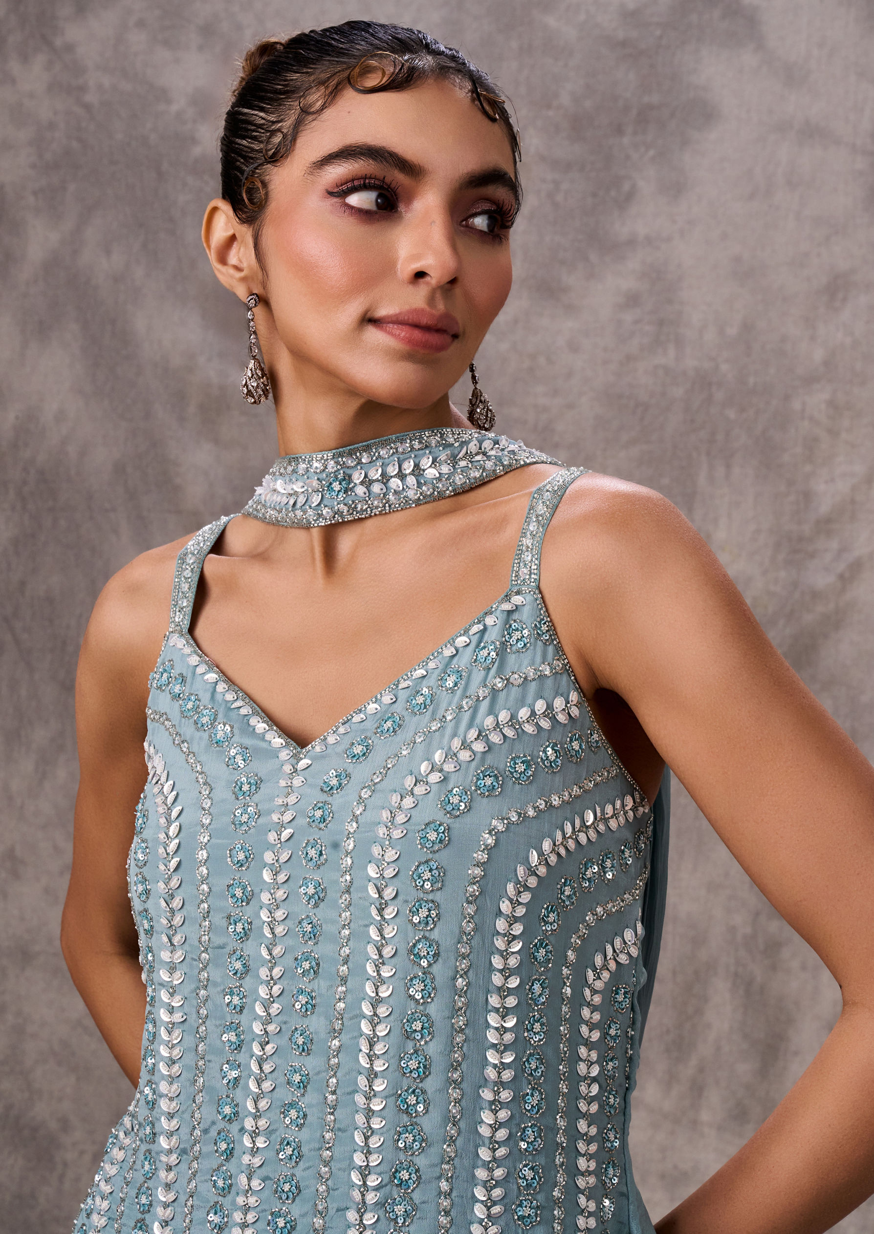 Twamev Women Emerald Enchantment Stitched Suit